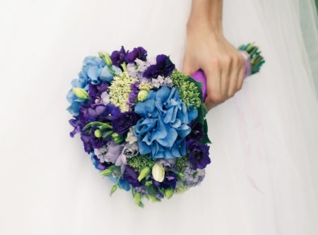 Blue and Purple Bridal Bouquet