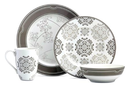 Gray and White Dishware Set