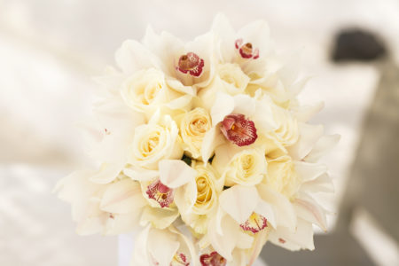 Lovely white orchid wedding bouquet