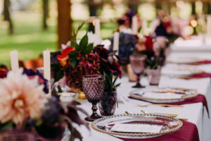 Trending decor on wedding guest table